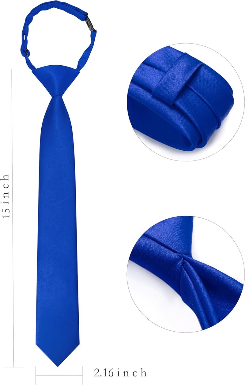 RBOCOTT Solid Color Satin Ties for Boys and Kids Pre-tied Adjustable Necktie for Age 8-12 Wedding and School Graduation - Image 1